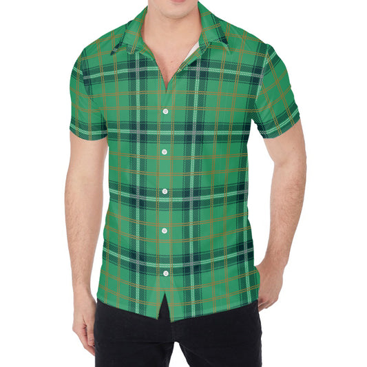 St. Patrick's Day Tartan Pattern Print Men's Shirt