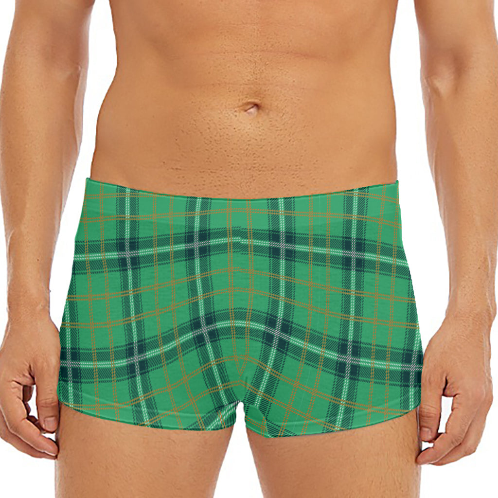 St. Patrick's Day Tartan Pattern Print Men's Short Boxer Briefs