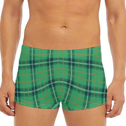 St. Patrick's Day Tartan Pattern Print Men's Short Boxer Briefs