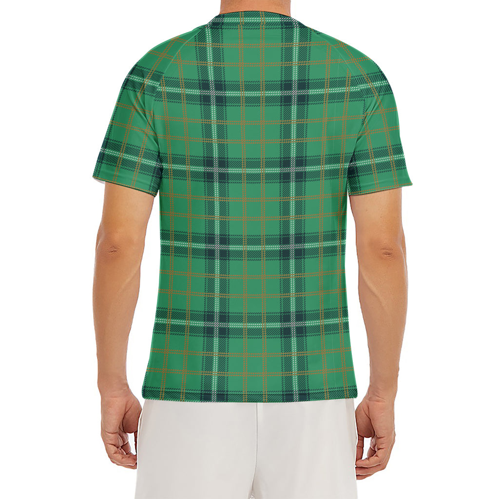 St. Patrick's Day Tartan Pattern Print Men's Short Sleeve Rash Guard