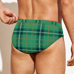 St. Patrick's Day Tartan Pattern Print Men's Swim Briefs