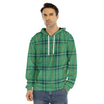 St. Patrick's Day Tartan Pattern Print Men's Velvet Pullover Hoodie