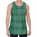 St. Patrick's Day Tartan Pattern Print Men's Velvet Tank Top