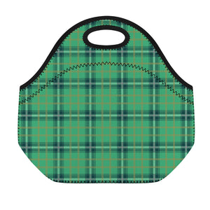 St. Patrick's Day Tartan Pattern Print Neoprene Lunch Bag