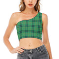 St. Patrick's Day Tartan Pattern Print One Shoulder Crop Top