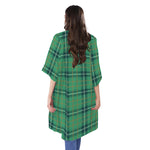 St. Patrick's Day Tartan Pattern Print Open Front Beach Cover Up
