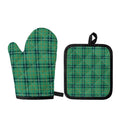 St. Patrick's Day Tartan Pattern Print Oven Mitt And Pot Holder Set