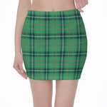 St. Patrick's Day Tartan Pattern Print Pencil Mini Skirt