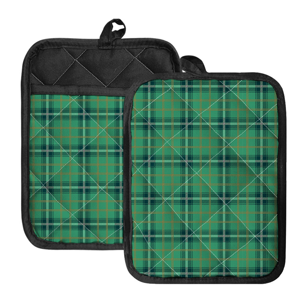 St. Patrick's Day Tartan Pattern Print Pot Holders With Pocket