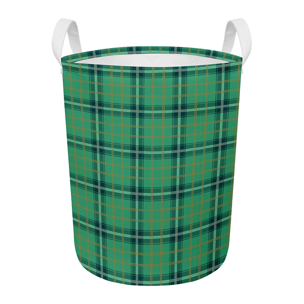 St. Patrick's Day Tartan Pattern Print Round Laundry Basket