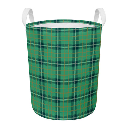 St. Patrick's Day Tartan Pattern Print Round Laundry Basket