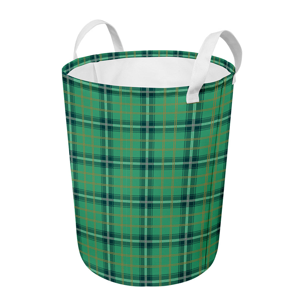 St. Patrick's Day Tartan Pattern Print Round Laundry Basket
