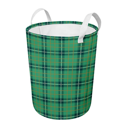 St. Patrick's Day Tartan Pattern Print Round Laundry Basket