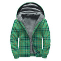 St. Patrick's Day Tartan Pattern Print Sherpa Lined Zip Up Hoodie