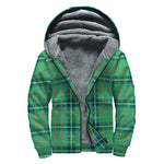 St. Patrick's Day Tartan Pattern Print Sherpa Lined Zip Up Hoodie