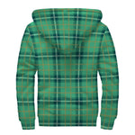 St. Patrick's Day Tartan Pattern Print Sherpa Lined Zip Up Hoodie
