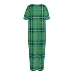 St. Patrick's Day Tartan Pattern Print Short Sleeve Long Nightdress
