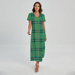 St. Patrick's Day Tartan Pattern Print Short Sleeve Maxi Dress