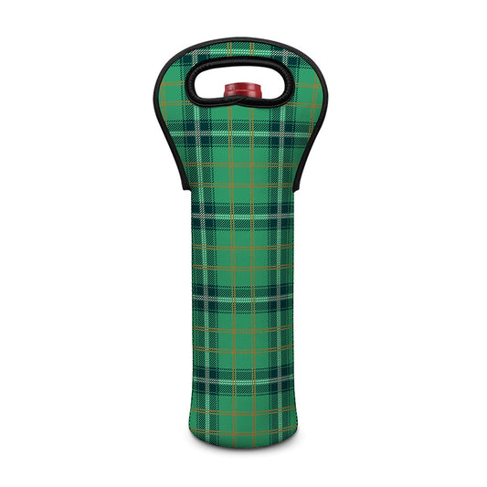 St. Patrick's Day Tartan Pattern Print Single Neoprene Wine Tote