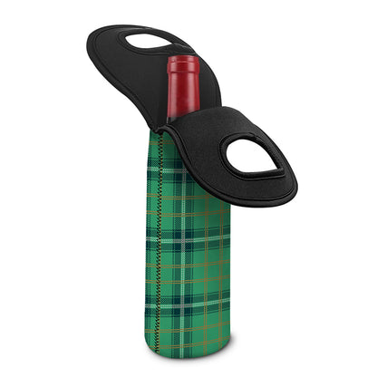 St. Patrick's Day Tartan Pattern Print Single Neoprene Wine Tote