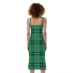 St. Patrick's Day Tartan Pattern Print Slim Fit Midi Cami Dress