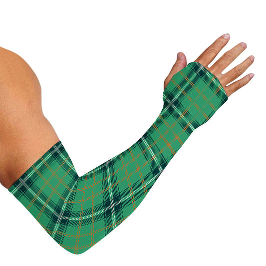 St. Patrick's Day Tartan Pattern Print Sun Protection Arm Sleeves