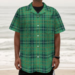 St. Patrick's Day Tartan Pattern Print Textured Short Sleeve Shirt