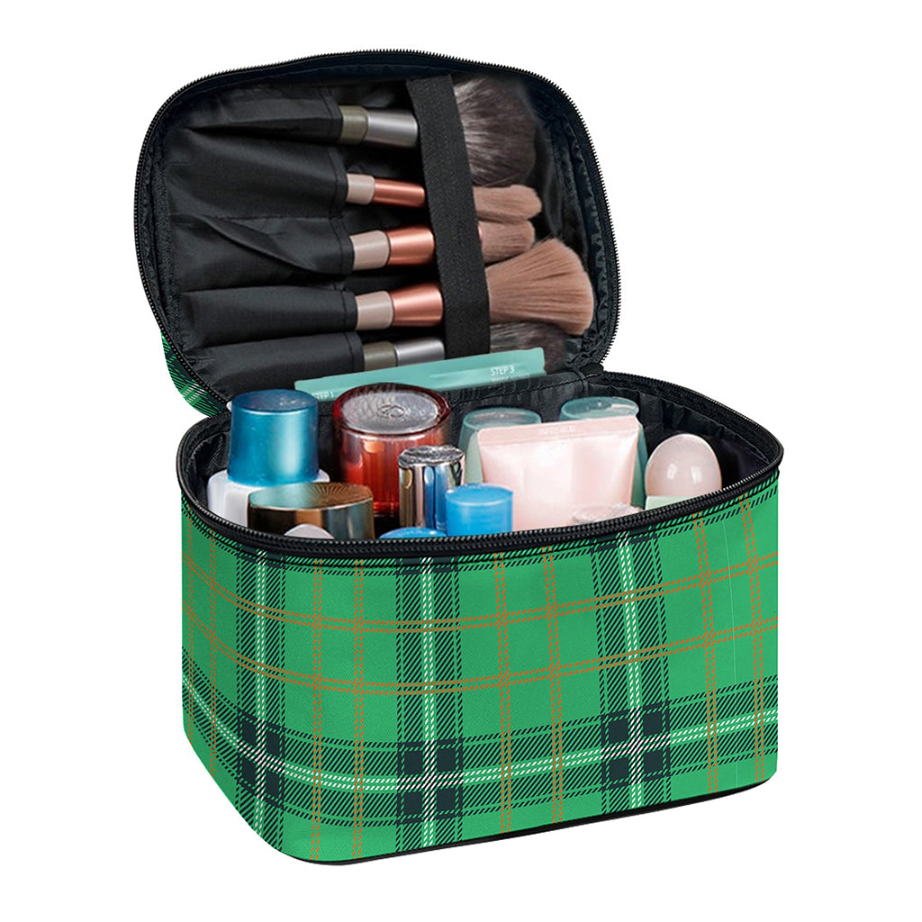 St. Patrick's Day Tartan Pattern Print Travel Makeup Bag