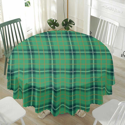 St. Patrick's Day Tartan Pattern Print Waterproof Round Tablecloth