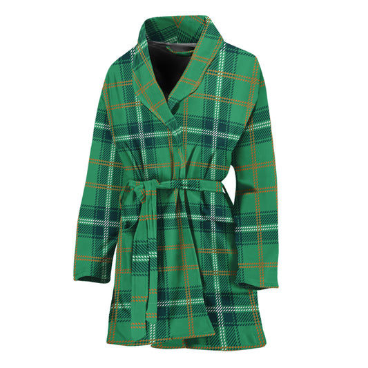 St. Patrick's Day Tartan Pattern Print Women's Bathrobe