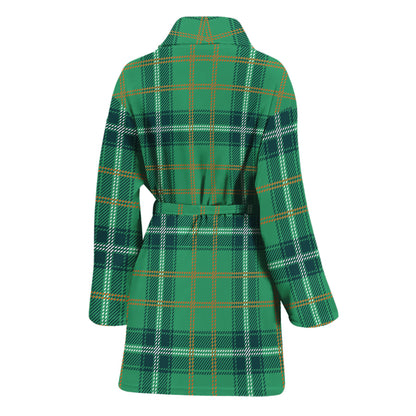 St. Patrick's Day Tartan Pattern Print Women's Bathrobe