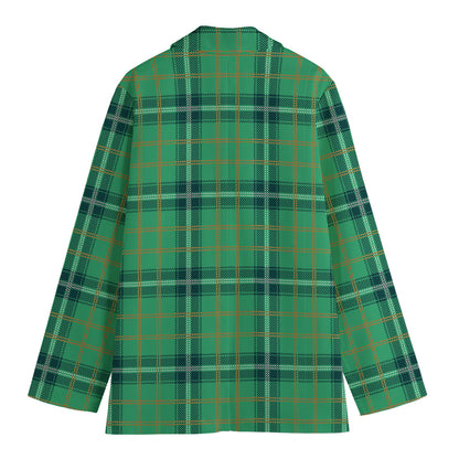 St. Patrick's Day Tartan Pattern Print Women's Blazer