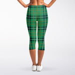 St. Patrick's Day Tartan Pattern Print Women's Capri Leggings