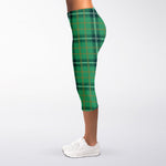 St. Patrick's Day Tartan Pattern Print Women's Capri Leggings