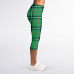 St. Patrick's Day Tartan Pattern Print Women's Capri Leggings
