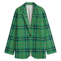 St. Patrick's Day Tartan Pattern Print Women's Cotton Blazer