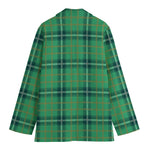 St. Patrick's Day Tartan Pattern Print Women's Cotton Blazer