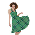 St. Patrick's Day Tartan Pattern Print Sleeveless Knee Length Dress