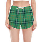 St. Patrick's Day Tartan Pattern Print Women's Split Running Shorts