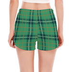 St. Patrick's Day Tartan Pattern Print Women's Split Running Shorts
