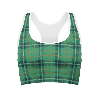 St. Patrick's Day Tartan Pattern Print Women's Sports Bra