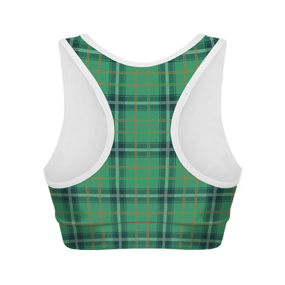 St. Patrick's Day Tartan Pattern Print Women's Sports Bra