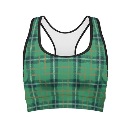 St. Patrick's Day Tartan Pattern Print Women's Sports Bra