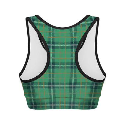 St. Patrick's Day Tartan Pattern Print Women's Sports Bra