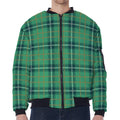 St. Patrick's Day Tartan Pattern Print Zip Sleeve Bomber Jacket