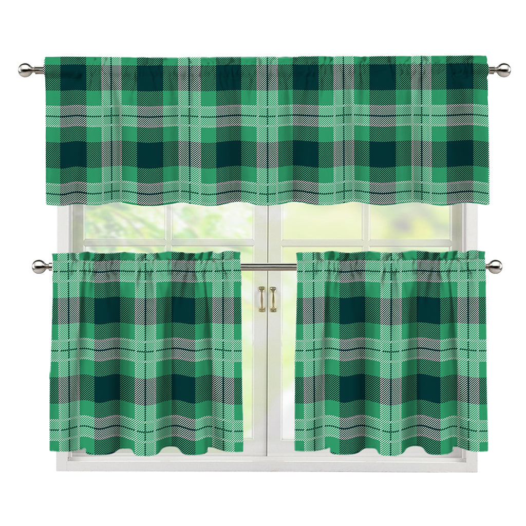 St. Patrick's Day Tartan Print 3 Piece Kitchen Curtains