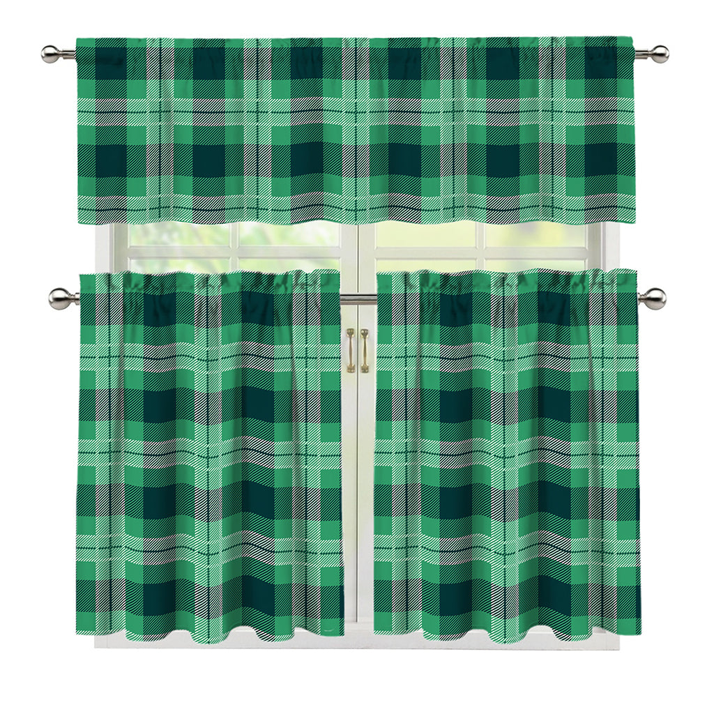 St. Patrick's Day Tartan Print 3 Piece Kitchen Curtains
