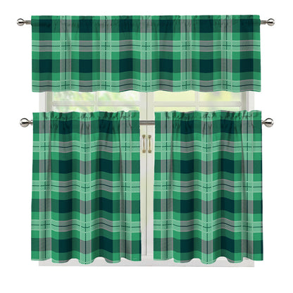 St. Patrick's Day Tartan Print 3 Piece Kitchen Curtains