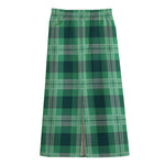 St. Patrick's Day Tartan Print Cotton Front Slit Maxi Skirt