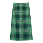 St. Patrick's Day Tartan Print Cotton Front Slit Maxi Skirt